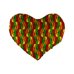 Colorful Wooden Background Pattern Standard 16  Premium Heart Shape Cushions by Nexatart