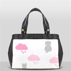 Raining Cats Dogs White Pink Cloud Rain Office Handbags (2 Sides)  by Mariart