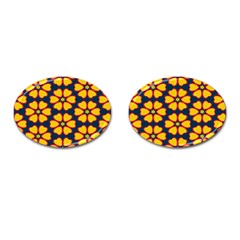 Yellow Flowers Pattern         			cufflinks (oval) by LalyLauraFLM