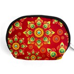 Red and Orange Floral Geometric Pattern Accessory Pouches (Medium)  Front