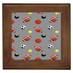 Balltiled Grey Ball Tennis Football Basketball Billiards Framed Tiles by Mariart