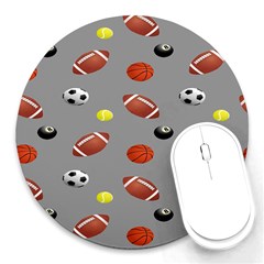 Balltiled Grey Ball Tennis Football Basketball Billiards Round Mousepads by Mariart