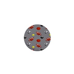 Balltiled Grey Ball Tennis Football Basketball Billiards 1  Mini Buttons by Mariart