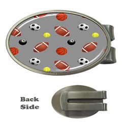 Balltiled Grey Ball Tennis Football Basketball Billiards Money Clips (oval)  by Mariart