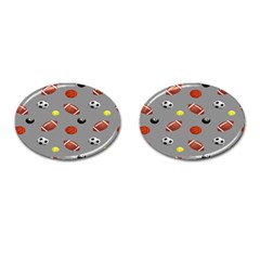 Balltiled Grey Ball Tennis Football Basketball Billiards Cufflinks (oval) by Mariart