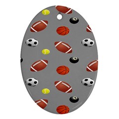 Balltiled Grey Ball Tennis Football Basketball Billiards Oval Ornament (two Sides) by Mariart