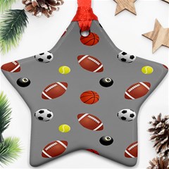 Balltiled Grey Ball Tennis Football Basketball Billiards Star Ornament (two Sides) by Mariart