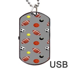 Balltiled Grey Ball Tennis Football Basketball Billiards Dog Tag Usb Flash (two Sides) by Mariart