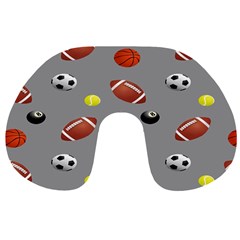 Balltiled Grey Ball Tennis Football Basketball Billiards Travel Neck Pillows by Mariart