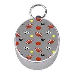 Balltiled Grey Ball Tennis Football Basketball Billiards Mini Silver Compasses by Mariart