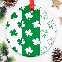 Flower Green Shamrock White Round Ornament (two Sides) by Mariart