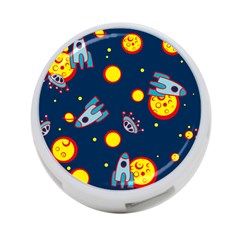 Rocket Ufo Moon Star Space Planet Blue Circle 4-port Usb Hub (one Side) by Mariart