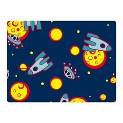 Rocket Ufo Moon Star Space Planet Blue Circle Double Sided Flano Blanket (mini)  by Mariart