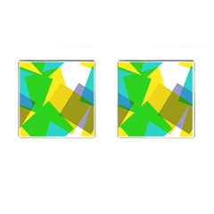 Green Yellow Shapes        Cufflinks (square) by LalyLauraFLM