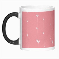 Pink Background With White Hearts On Lines Morph Mugs by TastefulDesigns