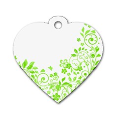 Butterfly Green Flower Floral Leaf Animals Dog Tag Heart (one Side) by Mariart