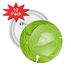 Cabbage Leaf Vegetable Green 2 25  Buttons (10 Pack)  by Mariart