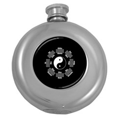 I Ching  Round Hip Flask (5 Oz) by Valentinaart