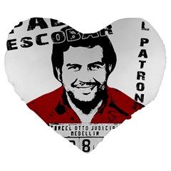 Pablo Escobar  Large 19  Premium Heart Shape Cushions by Valentinaart