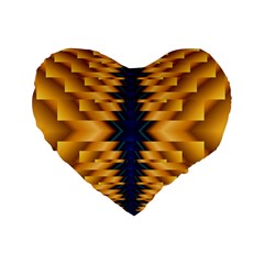 Plaid Blue Gold Wave Chevron Standard 16  Premium Heart Shape Cushions by Mariart