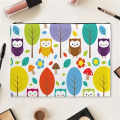 Cute Owl Cosmetic Bag (xl) by Nexatart