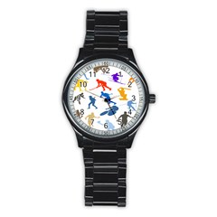 Sport Player Playing Stainless Steel Round Watch by Mariart