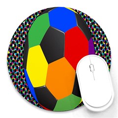 Team Soccer Coming Out Tease Ball Color Rainbow Sport Round Mousepads by Mariart