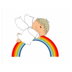 Angel Rainbow Cute Cartoon Angelic Double Sided Flano Blanket (medium)  by Nexatart