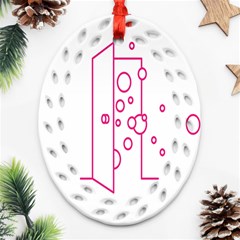 Deep Clean Bubbel Door Pink Polka Circle Ornament (oval Filigree) by Mariart