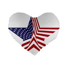 A Star With An American Flag Pattern Standard 16  Premium Heart Shape Cushions by Nexatart