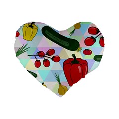 Vegetables Cucumber Tomato Standard 16  Premium Heart Shape Cushions by Nexatart