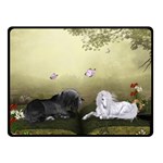 Wonderful Whte Unicorn With Black Horse Fleece Blanket (Small) 50 x40  Blanket Front