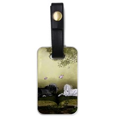 Wonderful Whte Unicorn With Black Horse Luggage Tags (one Side)  by FantasyWorld7