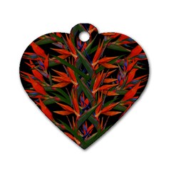 Bird Of Paradise Dog Tag Heart (one Side) by Valentinaart