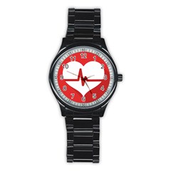 Cardiologist Hypertension Rheumatology Specialists Heart Rate Red Love Stainless Steel Round Watch by Mariart