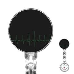 Heart Rate Line Green Black Wave Chevron Waves Stainless Steel Nurses Watch by Mariart