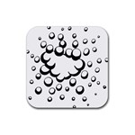 Splash Bubble Black White Polka Circle Rubber Coaster (Square)  Front