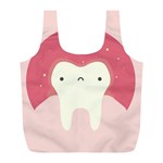 Sad Tooth Pink Full Print Recycle Bags (L)  Front