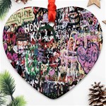 Graffiti Wall Pattern Background Heart Ornament (Two Sides) Front