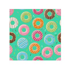 Doughnut Bread Donuts Green Small Satin Scarf (square) by Mariart