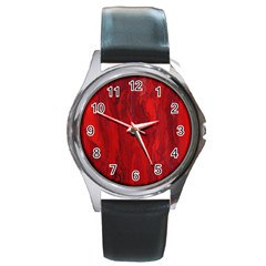 Stone Red Volcano Round Metal Watch by Mariart