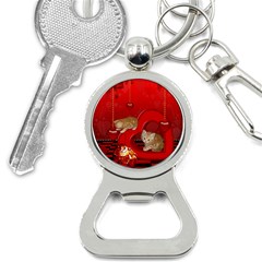 Cute, Playing Kitten With Hearts Bottle Opener Key Chains by FantasyWorld7