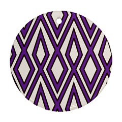 Diamond Key Stripe Purple Chevron Round Ornament (two Sides) by Mariart