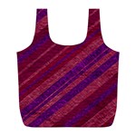 Maroon Striped Texture Full Print Recycle Bags (L)  Back