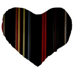 Stripes Line Black Red Large 19  Premium Heart Shape Cushions Front