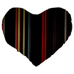 Stripes Line Black Red Large 19  Premium Heart Shape Cushions Back