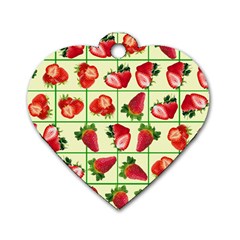 Strawberries Pattern Dog Tag Heart (two Sides) by SuperPatterns