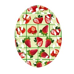 Strawberries Pattern Ornament (oval Filigree) by SuperPatterns