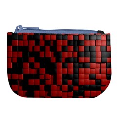 Black Red Tiles Checkerboard Large Coin Purse by BangZart