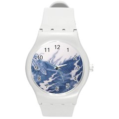 Blue Chinese Dragon Round Plastic Sport Watch (m) by paulaoliveiradesign